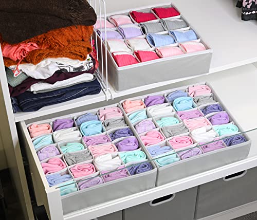 3 Pack - Simple Houseware Socks Underwear Drawer Organizer (24+24+16 cells), Grey