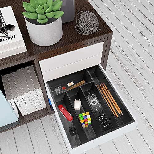 Ayiaren Black Wooden Utensil Tray Best Cutlery Kitchen Drawer Divider Organizer Flatware Tray Wood Cutlery Silverware Drawer Inserts Bamboo Spoon Utensils Storage Organizer