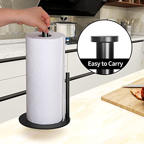 Paper Towel Holder Countertop, OBODING, Black Kitchen Paper Towel Holder Stand for Kitchen and Bathroom Organization, Stainless Steel Paper Towel Holders for Standard and Large Rolls (Matte Black)