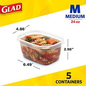 GladWare Soup & Salad Food Storage Containers for Everyday Use | Medium Rectangle Containers for Food Storage | Containers Hold up to 24 Oz(Pack of 5)