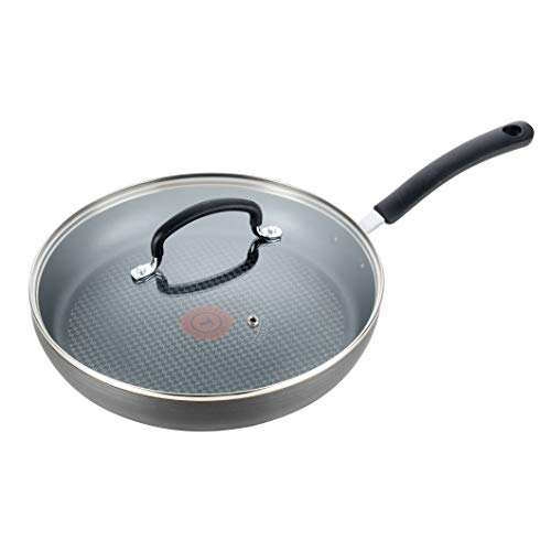 T-fal Ultimate Hard Anodized Nonstick Fry Pan with Lid 12 Inch Thermo-Spot Heat Indicator, Cookware, Pots and Pans, Dishwasher Safe Black