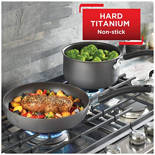 T-fal Ultimate Hard Anodized Nonstick Fry Pan with Lid 12 Inch Thermo-Spot Heat Indicator, Cookware, Pots and Pans, Dishwasher Safe Black