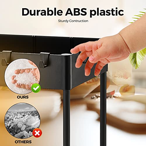 Under Sink Organizers and Storage, 2 Tier Pull Out Cabinet Organizer, Kitchen Cabinet Organizer Bathroom Sink Organizer with Hooks, Cabinet Organizers and Storage for Bathroom, Black, 2 Pack