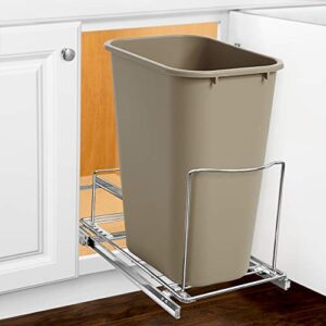 lynk professional® pull out trash can under cabinet slide out organizer, slide out adjustable shelf for trash cans, laundry hampers, and bath bins – chrome (trash can not included)