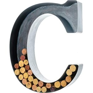 Wine Cork Holder - Metal Monogram Letter (C), Brushed Metal, Large | Wine Lover Gifts, Housewarming, Engagement & Bridal Shower Gifts | Personalized Wall Art | Home Décor