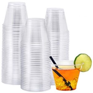 nyhi 100-pack 9 oz plastic clear cups | value pack of disposable party cup tumblers | use these clear cocktail cups for drinks , wine, punch, champagne & more | essential party supplies