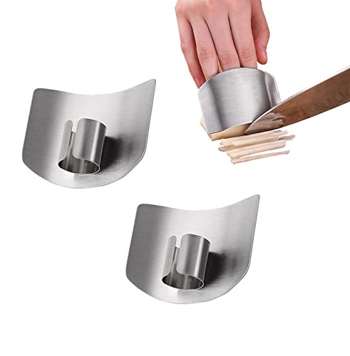 QKUDNGHY 2 Pcs Finger Guards for Cutting, Stainless Steel Finger Protectors for Cutting Food, Knife Guard, Chopping Protector for Dicing and Slicing in Kitchens (2pcs)