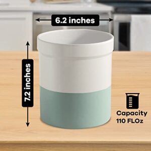 Large Ceramic Utensil Holder For Kitchen Counter - Utensil Crock - Dishwasher Safe Kitchen Utensil Holder For Kitchen Counter: Cooking tensil Caddy For Countertop - Hold More Utensils