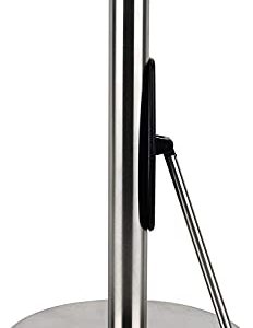 Paper Towel Holder Stainless Steel - Easy to Tear Paper Towel Dispenser - Weighted Base - Adjustable Spring arm to Hold Any Type of Paper Towels - fits in Kitchen or for Bathroom Paper Towel Holder