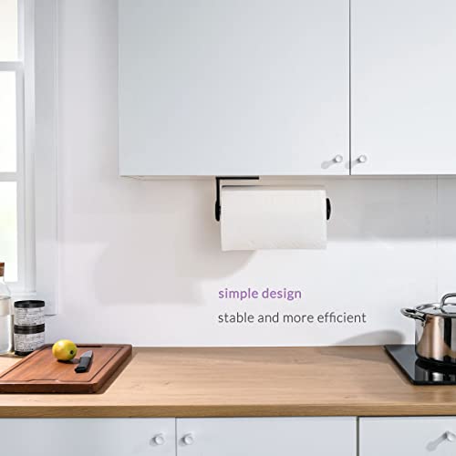 simpletome ONE Hand Simply Tear Paper Towel Holder Under Cabinet Wall Mount Adhesive or Drilling Stainless Steel Aluminum Alloy ABS