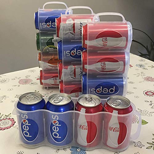 ChasBete Portable Soda Can Organizer for Refrigerator Shelf, Beer Can Holder, Fridge Storage Sliding Rack, Clear Plastic 2 Pack