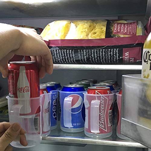 ChasBete Portable Soda Can Organizer for Refrigerator Shelf, Beer Can Holder, Fridge Storage Sliding Rack, Clear Plastic 2 Pack