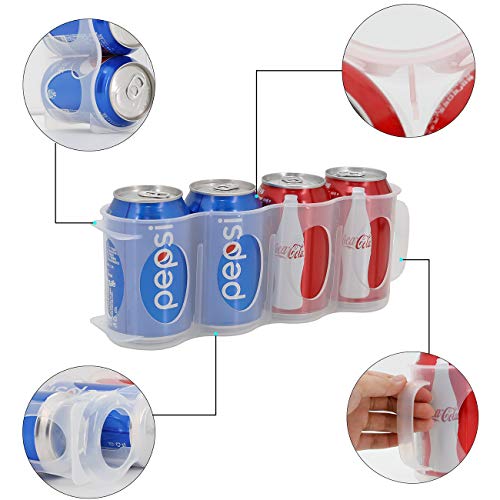 ChasBete Portable Soda Can Organizer for Refrigerator Shelf, Beer Can Holder, Fridge Storage Sliding Rack, Clear Plastic 2 Pack