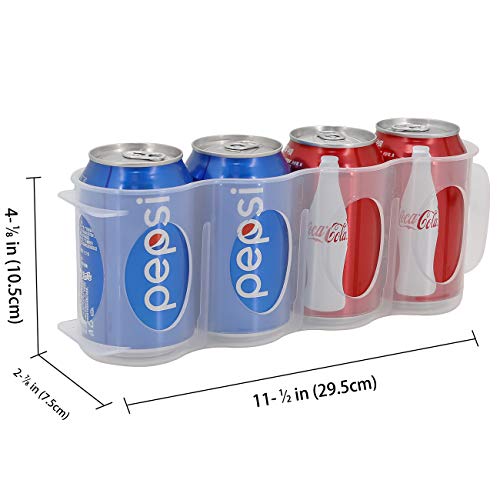 ChasBete Portable Soda Can Organizer for Refrigerator Shelf, Beer Can Holder, Fridge Storage Sliding Rack, Clear Plastic 2 Pack