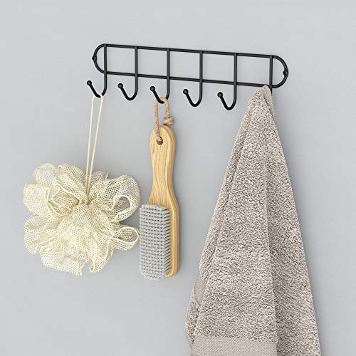 Tibres - Farmhouse Coffee Cup and Mug Rack Door or Wall Mounted - Rustic Kitchen Utensil Rack with Hooks for Spoon Spatula and Towel - Small Cup and Mug Holder - Metal Wire Hanger - Black - Set of 2