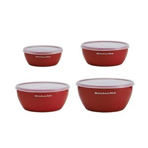 KitchenAid Classic Prep Bowls with Lids, Set of 4, Empire Red