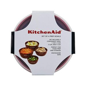 KitchenAid Classic Prep Bowls with Lids, Set of 4, Empire Red