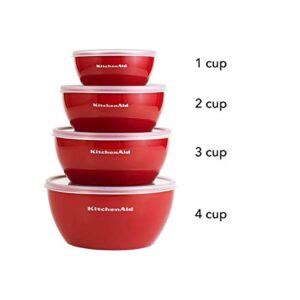 KitchenAid Classic Prep Bowls with Lids, Set of 4, Empire Red