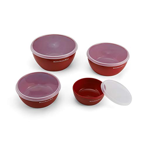 KitchenAid Classic Prep Bowls with Lids, Set of 4, Empire Red