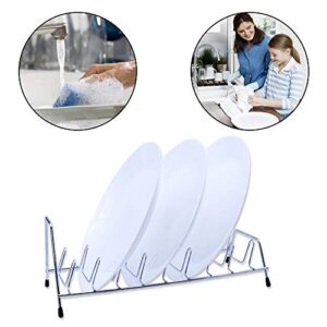 DGQ 8 Divider Wire Plate Rack and Lid Organizer Pan Organizer Sink Drying Rack for Chopping Board, Kitchen Cabinet Counter, Cookware