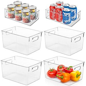 yozatia clear plastic storage bins – set of 6 kitchen organization and storage, pantry organization and storage, fridge organizer, refrigerator organizer, freezer organizer, cabinet organizer