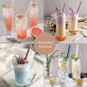 [Angled Tips] 12 Pcs Reusable Boba, Smoothie Straws with 4 Brushes & 1 Bag - 12 mm Wide Jumbo Straws - Colored BPA FREE Food-Grade Plastic Straws for Bubble Tea(Tapioca, Boba Pearls), Milkshakes