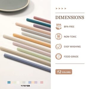 [Angled Tips] 12 Pcs Reusable Boba, Smoothie Straws with 4 Brushes & 1 Bag - 12 mm Wide Jumbo Straws - Colored BPA FREE Food-Grade Plastic Straws for Bubble Tea(Tapioca, Boba Pearls), Milkshakes