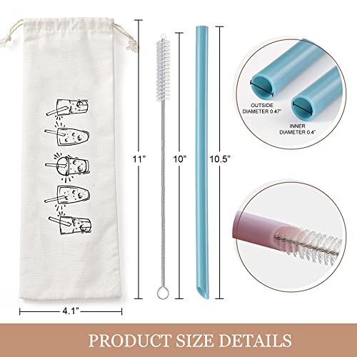 [Angled Tips] 12 Pcs Reusable Boba, Smoothie Straws with 4 Brushes & 1 Bag - 12 mm Wide Jumbo Straws - Colored BPA FREE Food-Grade Plastic Straws for Bubble Tea(Tapioca, Boba Pearls), Milkshakes