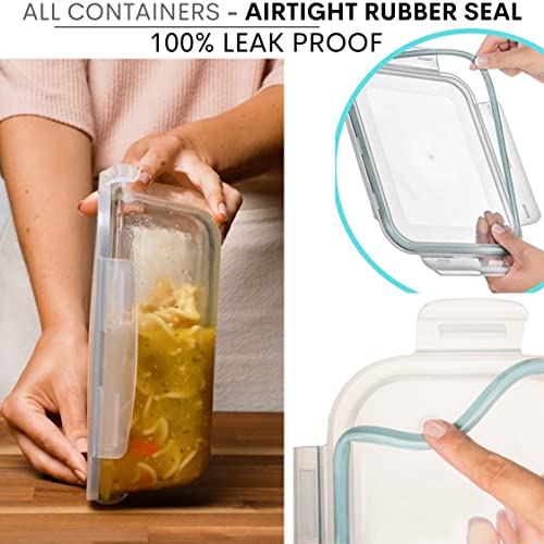 8 Cups/ 63 Oz 4 Piece (2 containers + 2 Lids) Large Glass Food Storage/ Baking Containers with Locking Lids . Ideal for Storing food, vegetables or fruits. BPA Free & Leak Proof - Microwave, Oven Safe