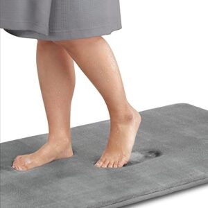 genteele bath mats for bathroom non slip – grey 17″ x 24″ memory foam bathroom rugs – quick dry bath mat