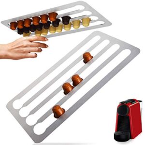 Stainless Steel Capsule Holder For Nespresso Pods, Vertically or Horizontally Mounted on Walls or Under Cabinets, 16"L x 8.6"W (41cm x 22 cm) Original Line Nespresso compatible Storage Holds 44