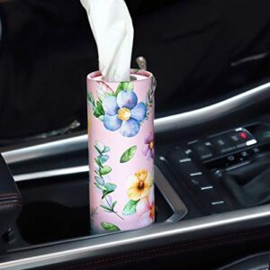 Car Tissue Holder with Facial Tissue Bulk - 4 PK Tissue Tubes for Car - Travel Tissues Perfect Fit for Car Cup Holder Car Tissues Box Round Container