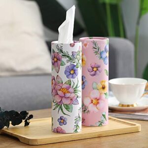 Car Tissue Holder with Facial Tissue Bulk - 4 PK Tissue Tubes for Car - Travel Tissues Perfect Fit for Car Cup Holder Car Tissues Box Round Container