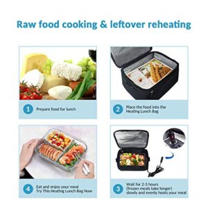 Car Food Warmer Portable 12V Personal Oven for Car Heat Lunch Box with Adjustable/Detachable shoulder strap, Using for Work/Picnic/Road Trip, Electric Slow Cooker for Food (Black)