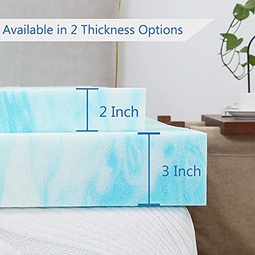 Mattress Topper, 2 Inch Gel Memory Foam Mattress Topper for Full Size Bed