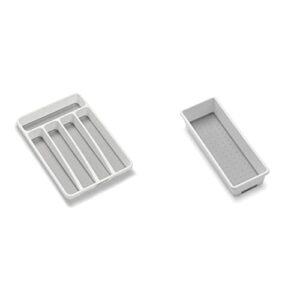 madesmart classic mini silverware tray – white & classic 9.8 x 3.8 bin – white | classic collection | multi-purpose storage organizer | soft-grip lining and non-slip rubber feet