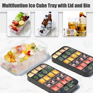 Ice Cube Tray with Lid and Bin, ROTTAY Ice Trays for Freezer, Easy-release 48 Small Nugget Silicone Ice maker with Ice Bucket, Ice Cube Storage Container Set for Chilled Drink, Cocktail and Smoothie