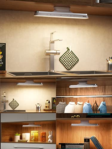 Baseus 42LED Wireless Under Cabinet Lighting, Magnetic Closet Light, Dimmable, Touch Control, Adjustable Color Temperature/Brightness, Rechargeable USB-C Powered Kitchen Cabinet Lighting