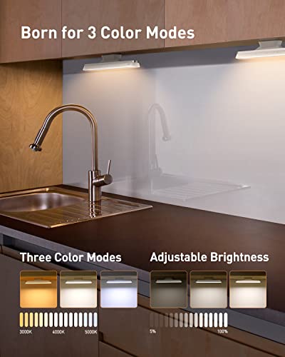 Baseus 42LED Wireless Under Cabinet Lighting, Magnetic Closet Light, Dimmable, Touch Control, Adjustable Color Temperature/Brightness, Rechargeable USB-C Powered Kitchen Cabinet Lighting