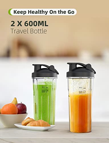 Syvio Blender for Shakes and Smoothies, 600W Personal Blender, Smoothie Blender with 2 Speed Control, Bullet Blender with 2 BPA-Free 20Oz Sport Cup