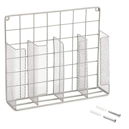 EZOWare Wall and Cabinet Door Mount Kitchen Wrap Organizer Rack Holder For Organizing Food Storage Bags, Aluminum Foil, Plastic Wrap, Wax Paper, Metal Silver