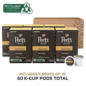 Peet's Coffee, Medium Roast K-Cup Pods for Keurig Brewers - Big Bang , 10 Count (Pack of 6), Packaging May Vary