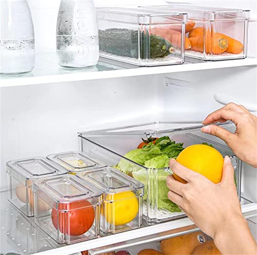 Yustuf 7-pack Stackable Refrigerator Organizer Bins with 3 Liners, Fridge Organizers and Storage Clear Plastic Pantry Organization and Storage Bins with Lids Fruit Vegetable Storage Containers