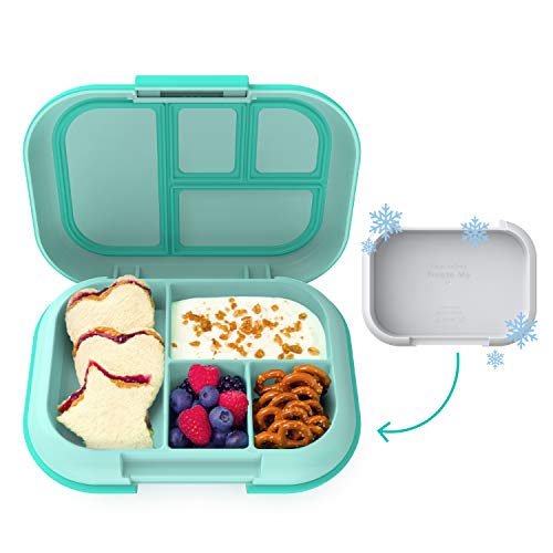 Bentgo® Kids Chill Lunch Box - Bento-Style Lunch Solution with 4 Compartments and Removable Ice Pack for Meals and Snacks On-the-Go - Leak-Proof, Dishwasher Safe, Patented Design (Aqua)