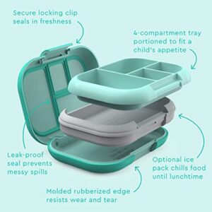 Bentgo® Kids Chill Lunch Box - Bento-Style Lunch Solution with 4 Compartments and Removable Ice Pack for Meals and Snacks On-the-Go - Leak-Proof, Dishwasher Safe, Patented Design (Aqua)