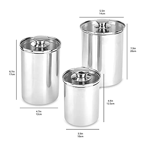 Amazon Basics 3-Piece Stainless Steel Canister Set