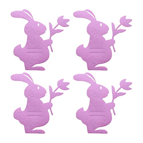 Rabbit Cutlery Bag - 4 Pcs Easter Bunny Felt Tableware Holders - Kitchen Utensil and Flatware Organizers Supplies Easter Cutlery Holders for Party Dinner