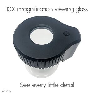 LED Storage Jar with Light - Magnified Glass Jar - 10X Magnifying Glass, Air Tight, Smell Proof & USB Rechargeable (Black)