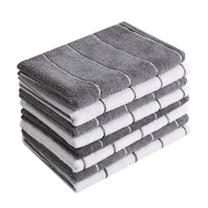 microfiber kitchen towels – super absorbent, soft and solid color dish towels, 8 pack (stripe designed grey and white colors), 26 x 18 inch