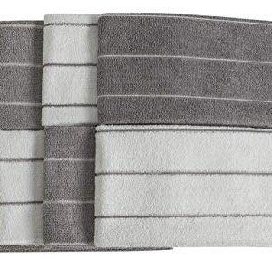 Microfiber Kitchen Towels - Super Absorbent, Soft and Solid Color Dish Towels, 8 Pack (Stripe Designed Grey and White Colors), 26 x 18 Inch